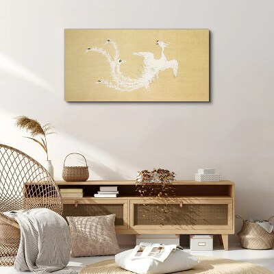 Tableau imprimé sur toile Phénix blanc sur fond doré