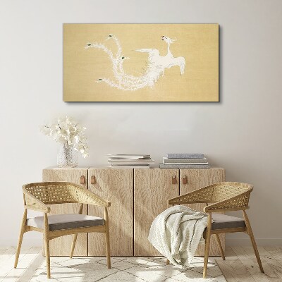 Tableau imprimé sur toile Phénix blanc sur fond doré