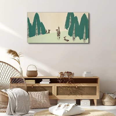 Tableau toile imprimée Cerf de forêt sur fond d'arbres