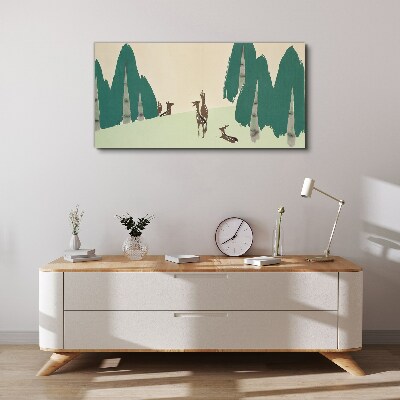 Tableau toile imprimée Cerf de forêt sur fond d'arbres