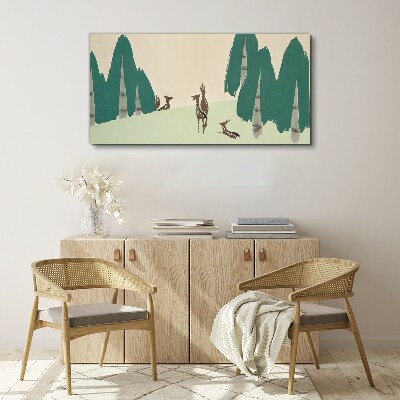 Tableau toile imprimée Cerf de forêt sur fond d'arbres