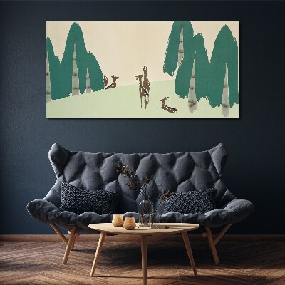 Tableau toile imprimée Cerf de forêt sur fond d'arbres