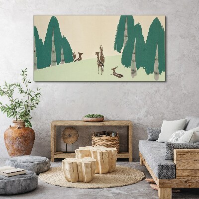 Tableau toile imprimée Cerf de forêt sur fond d'arbres