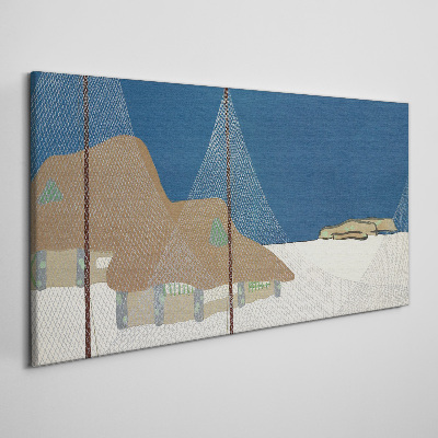 Tableau sur toile Paysage abstrait avec une grille