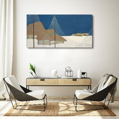 Tableau sur toile Paysage abstrait avec une grille