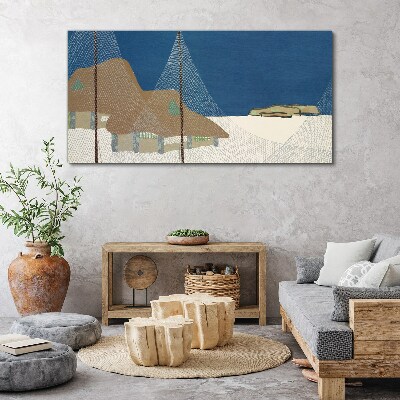 Tableau sur toile Paysage abstrait avec une grille