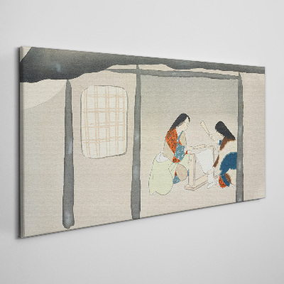 Tableau imprimé sur toile Travailler dans un village traditionnel japonais