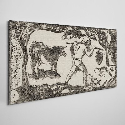 Tableau toile imprimée Scène pastorale avec du bétail