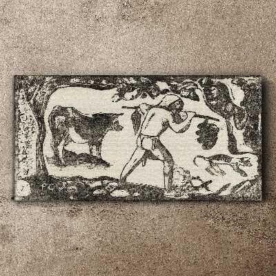 Tableau toile imprimée Scène pastorale avec du bétail