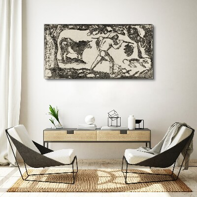 Tableau toile imprimée Scène pastorale avec du bétail
