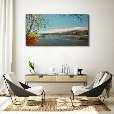 Tableau imprimé sur toile Un paysage paisible au bord de la rivière
