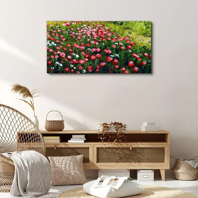 Tableau sur toile Une prairie pleine de coquelicots