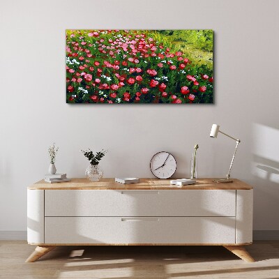 Tableau sur toile Une prairie pleine de coquelicots