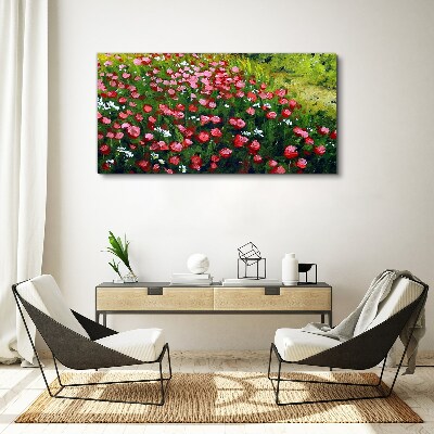 Tableau sur toile Une prairie pleine de coquelicots