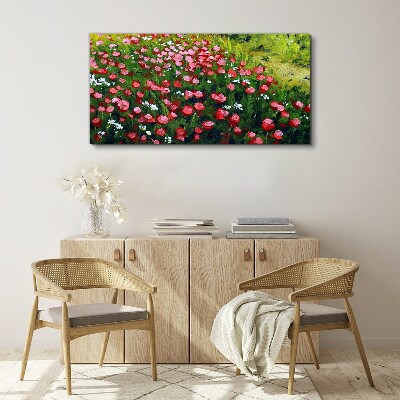 Tableau sur toile Une prairie pleine de coquelicots