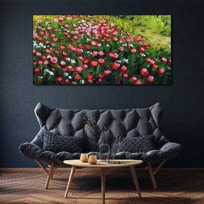 Tableau sur toile Une prairie pleine de coquelicots