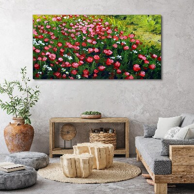 Tableau sur toile Une prairie pleine de coquelicots