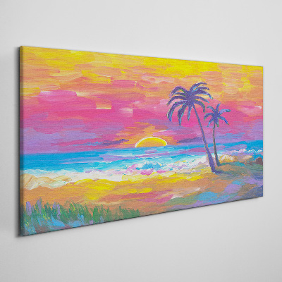 Tableau toile imprimée Coucher de soleil tropical sur la mer