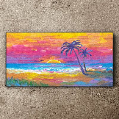 Tableau toile imprimée Coucher de soleil tropical sur la mer