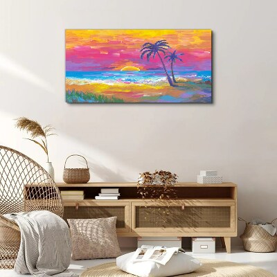 Tableau toile imprimée Coucher de soleil tropical sur la mer