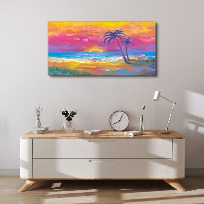 Tableau toile imprimée Coucher de soleil tropical sur la mer