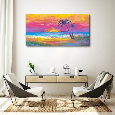 Tableau toile imprimée Coucher de soleil tropical sur la mer