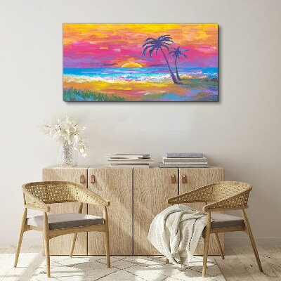 Tableau toile imprimée Coucher de soleil tropical sur la mer