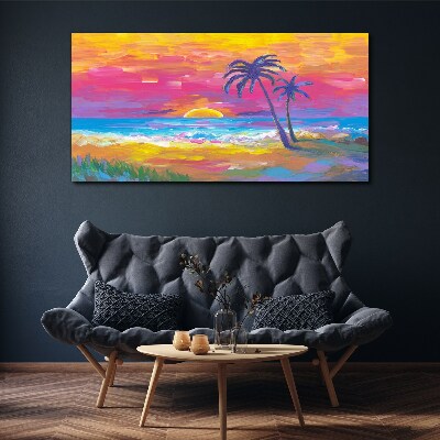 Tableau toile imprimée Coucher de soleil tropical sur la mer