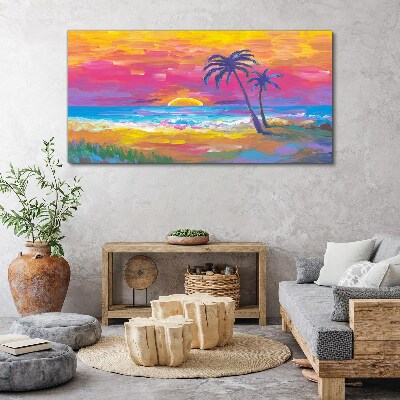 Tableau toile imprimée Coucher de soleil tropical sur la mer