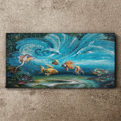 Tableau imprimé sur toile Danse sous-marine des dauphins et des poissons