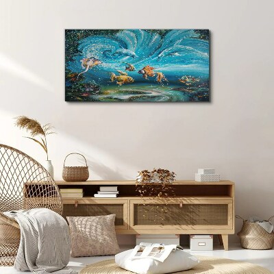 Tableau imprimé sur toile Danse sous-marine des dauphins et des poissons