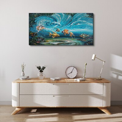 Tableau imprimé sur toile Danse sous-marine des dauphins et des poissons