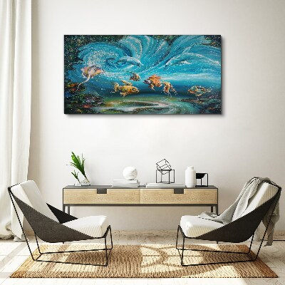Tableau imprimé sur toile Danse sous-marine des dauphins et des poissons