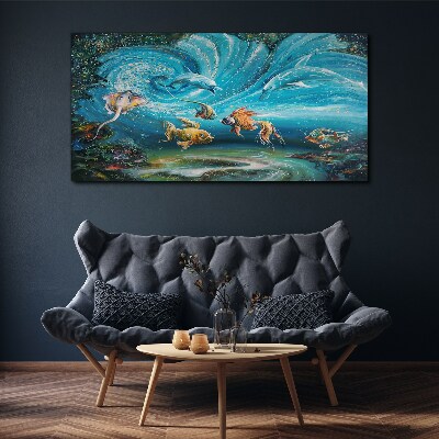 Tableau imprimé sur toile Danse sous-marine des dauphins et des poissons