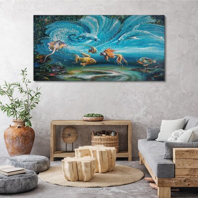 Tableau imprimé sur toile Danse sous-marine des dauphins et des poissons