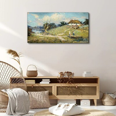 Tableau sur toile Paysage rural avec des pêcheurs