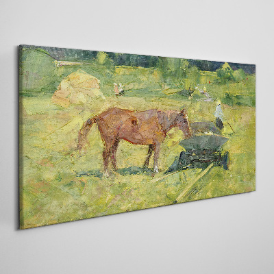 Tableau toile imprimée Scène de campagne avec un cheval
