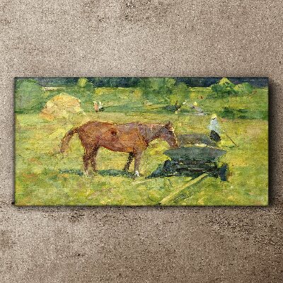 Tableau toile imprimée Scène de campagne avec un cheval