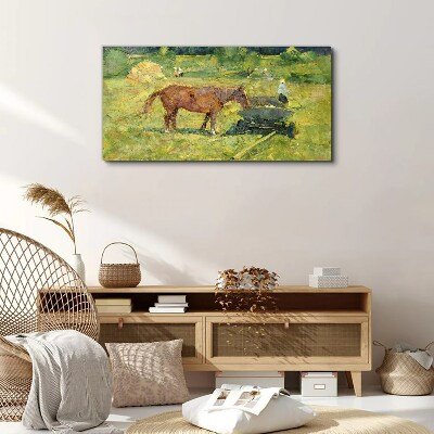 Tableau toile imprimée Scène de campagne avec un cheval