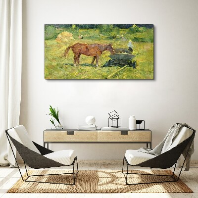 Tableau toile imprimée Scène de campagne avec un cheval