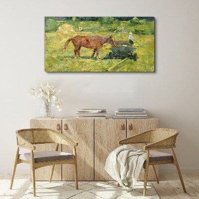 Tableau toile imprimée Scène de campagne avec un cheval