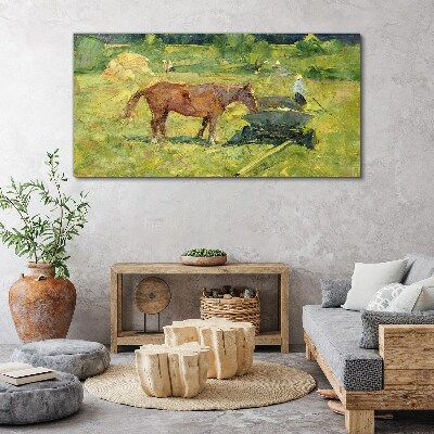 Tableau toile imprimée Scène de campagne avec un cheval