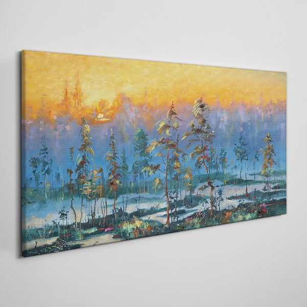 Tableau imprimé sur toile Matins dorés dans la forêt