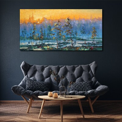 Tableau imprimé sur toile Matins dorés dans la forêt