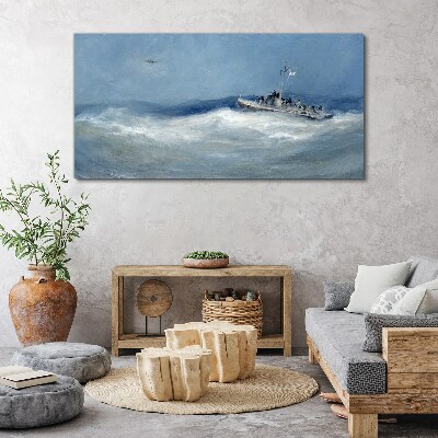 Tableau sur toile Mer agitée avec un bateau