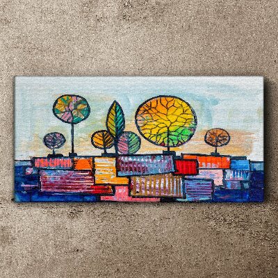 Tableau imprimé sur toile Arbres colorés dans un paysage abstrait