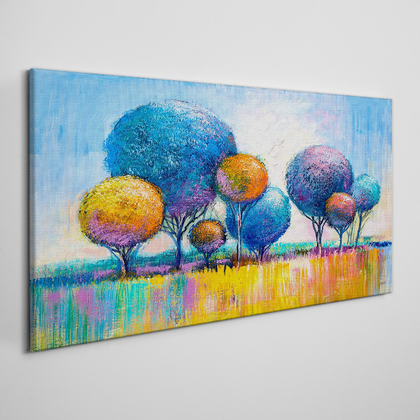 Tableau toile imprimée Arbres colorés sous le soleil d'été