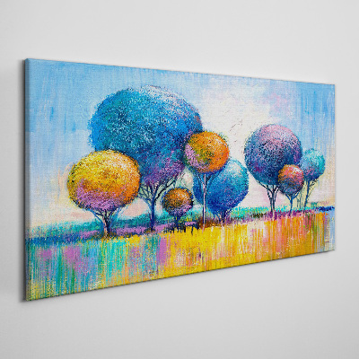 Tableau toile imprimée Arbres colorés sous le soleil d'été