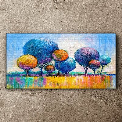 Tableau toile imprimée Arbres colorés sous le soleil d'été