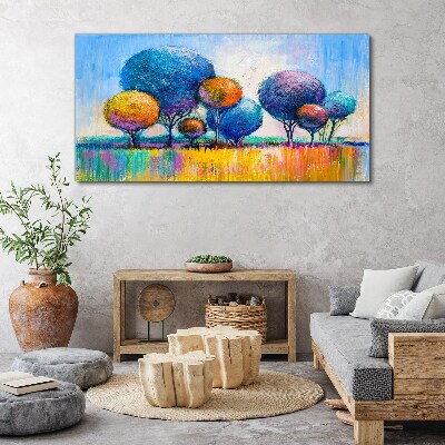 Tableau toile imprimée Arbres colorés sous le soleil d'été
